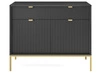Komoda z drzwiami i szufladami Amber czarna na złotych nogach