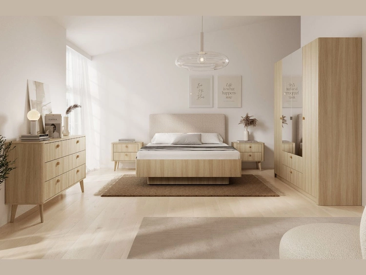 Łóżko drewniane z pojemnikiem na pościel 160x200 Bilancio Dąb Barista