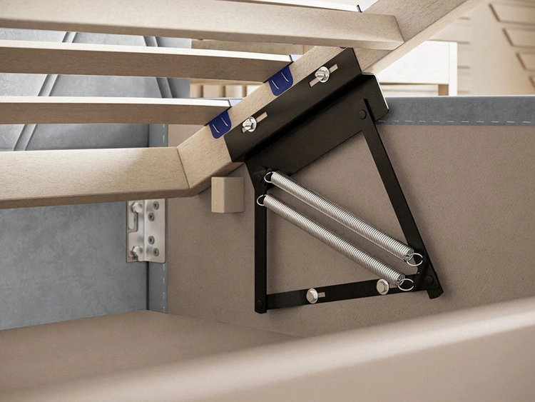 Łóżko tapicerowane z pojemnikiem i stelażem 180x200 Tasso Szare