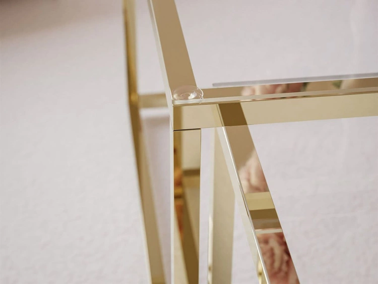 Stolik kawowy na złotym stelażu z przezroczystym blatem Asumi 35x41