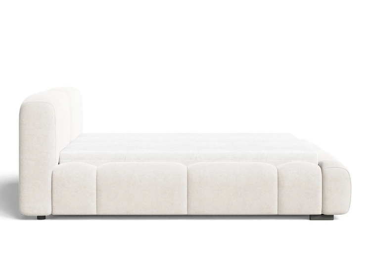 Łóżko tapicerowane z pojemnikiem i stelażem 160x200 Aubi Kremowe