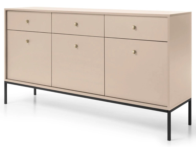 Komoda z drzwiami i szufladami na czarnych nóżkach 154 cm Amor Beż piaskowy