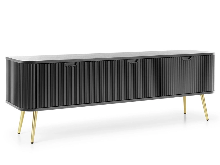 Szafka pod telewizor z drzwiczkami na złotych nogach Viva Czarna