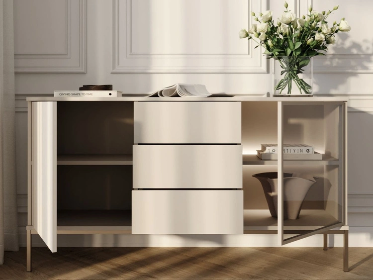 Komoda z drzwiami i szufladami i oświetleniem LED Deo Kaszmirowa