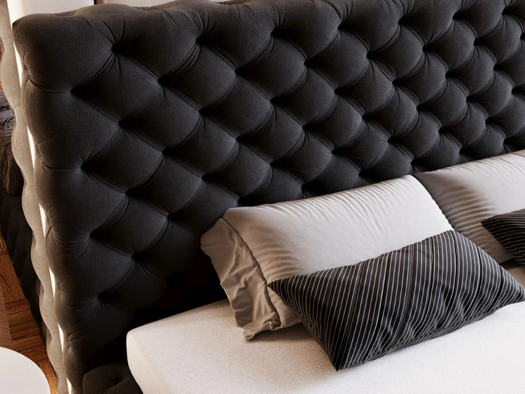 Łóżko tapicerowane z pojemnikiem i stelażem 120x200 Astra Czarny