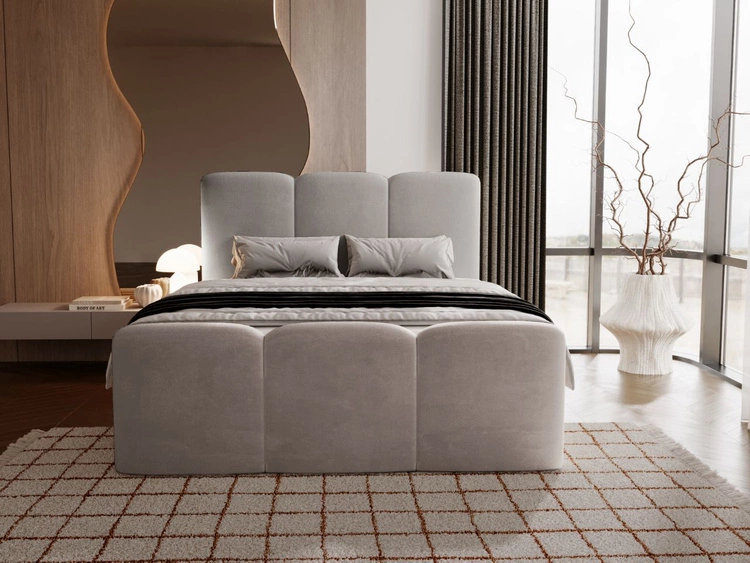 Łóżko kontynentalne z pojemnikiem na pościel 120x200 Campi Szare