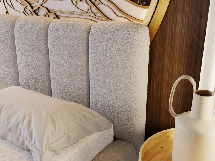 Łóżko tapicerowane z pojemnikiem i stelażem 160x200 Cloud jasnoszare