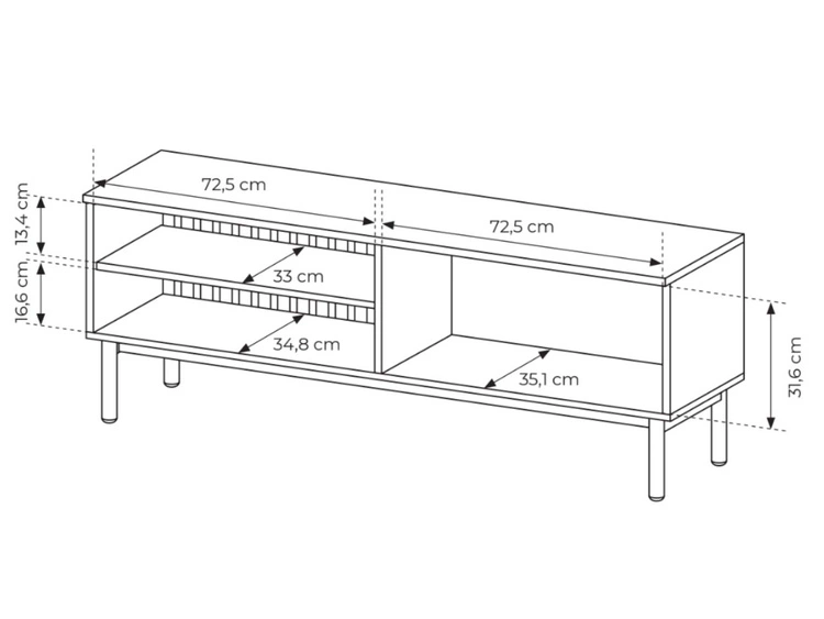 Szafka pod telewizor z drzwiczkami 150 Loara Czarna, Dąb Evoke