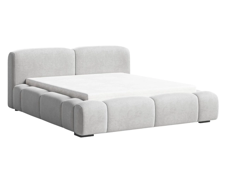 Łóżko tapicerowane z pojemnikiem i stelażem 120x200 Aubi Szare