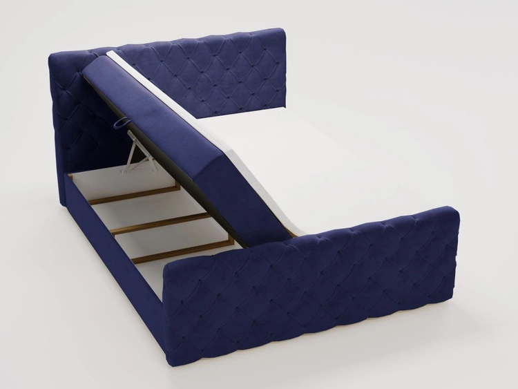 Łóżko kontynentalne z pojemnikiem na pościel 140x200 Lunaris Niebieskie