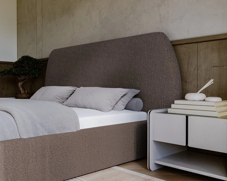 Łóżko tapicerowane z pojemnikiem i stelażem 160x200 cm Blossom Brązowe