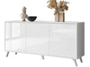 Trzydrzwiowa komoda 154 cm w stylu glamour na białych nogach Vivance biały połysk