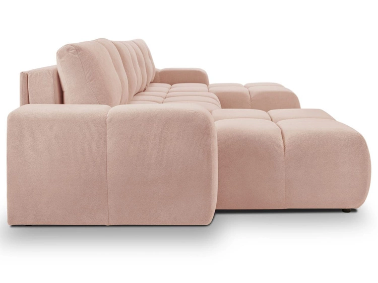 Narożnik U z funkcją spania i pojemnikiem Sile U Jasnoróżowy