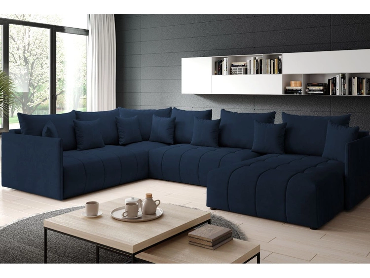 Narożnik U uniwersalny z funkcją spania i pojemnikiem Ardi Bis Ciemny niebieski