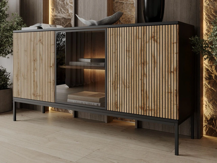 Komoda z drzwiami i oświetleniem LED Deo Dąb Wotan