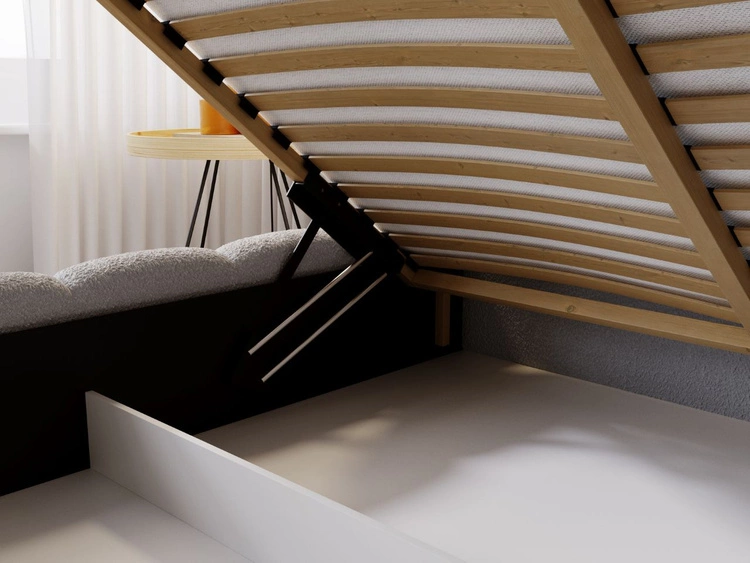 Łóżko tapicerowane z pojemnikiem i stelażem 160x200 Cloud jasnoszare