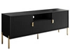 Szafka RTV dwudrzwiowa na złotych nogach z szufladą Orlean czarny mat