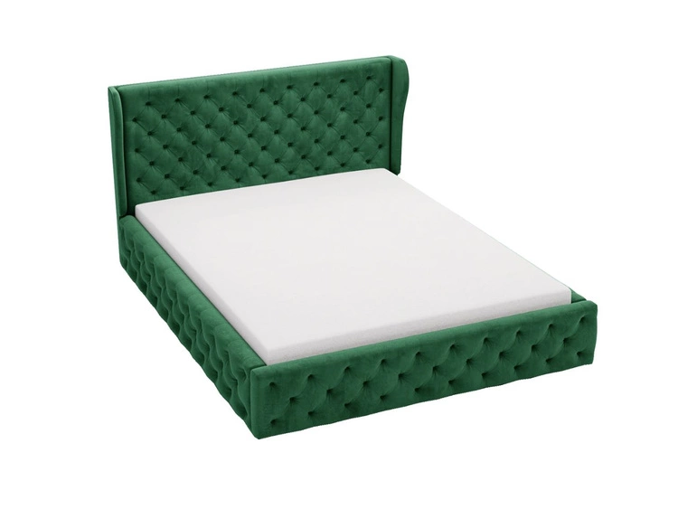 Łóżko tapicerowane z pojemnikiem na pościel i stelażem 140x200 Kingston Zielone