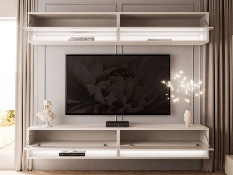 Meblościanka wisząca z oświetleniem LED Aurelie Kaszmir połysk