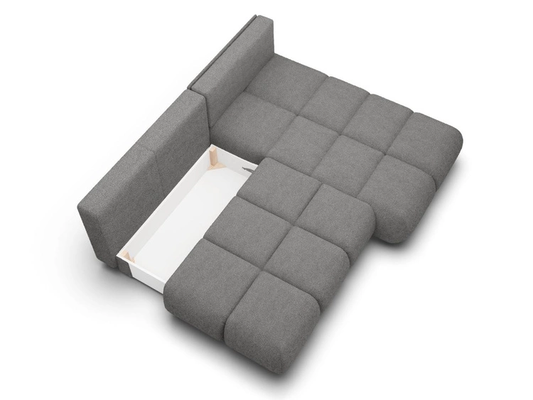 Narożnik z funkcją spania i pojemnikiem Prawy Milet Szary