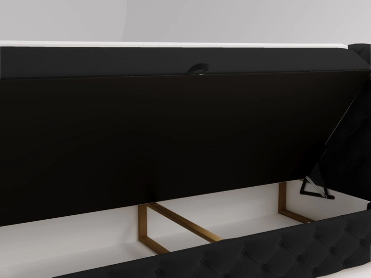 Łóżko kontynentalne z pojemnikiem na pościel 160x200 cm Canolo Czarne