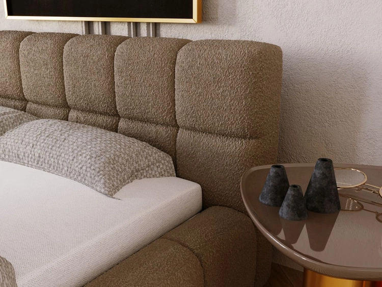 Łóżko tapicerowane z pojemnikiem i stelażem 140x200 Alicante Brązowe