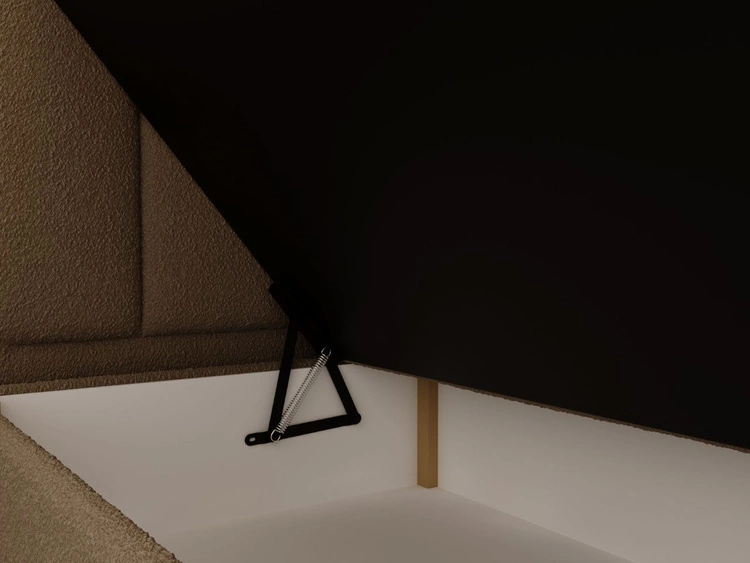 Łóżko kontynentalne z pojemnikiem na pościel 160x200 w tkaninie bouclé Cloud Brązowe