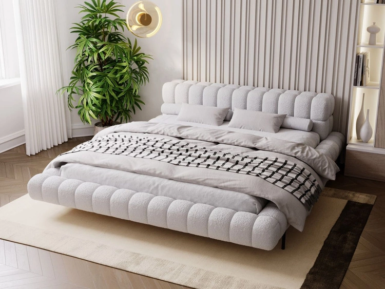 Łóżko tapicerowane ze stelażem 140x200 Imagine Szare