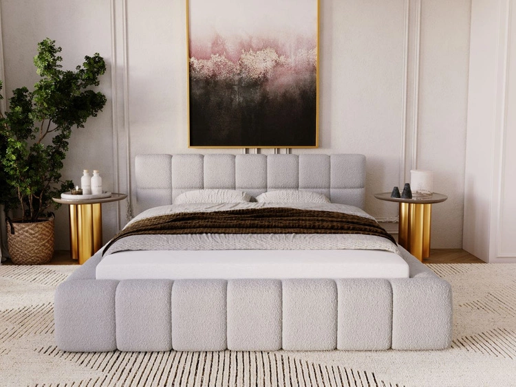 Łóżko tapicerowane z pojemnikiem i stelażem 180x200 Alicante Szare