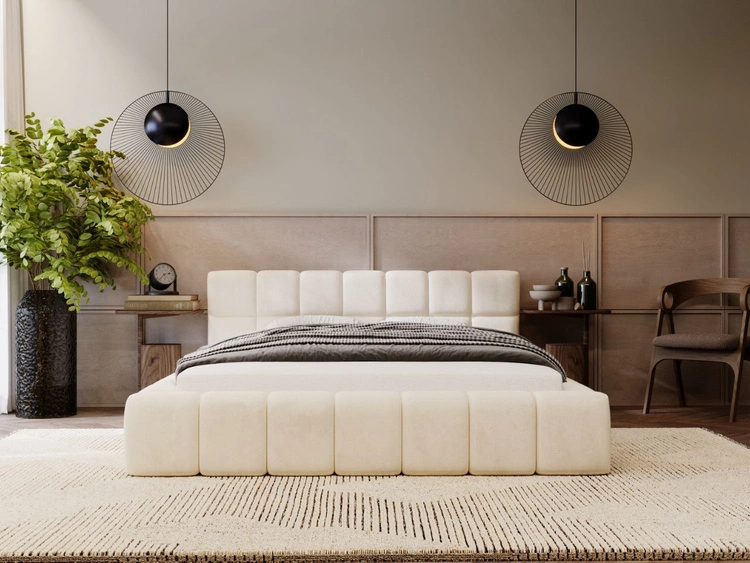 Łóżko tapicerowane z pojemnikiem i stelażem 120x200 Alicante Beżowy