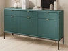 Komoda z drzwiami i szufladami Amber zielona na czarnych nogach
