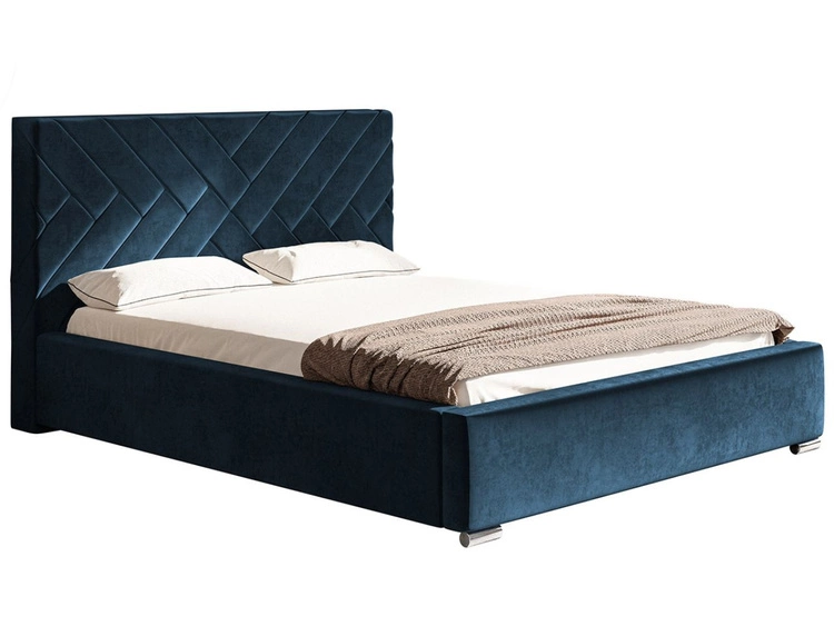 Łóżko tapicerowane z pojemnikiem i stelażem 140x200 Tonale Granatowe