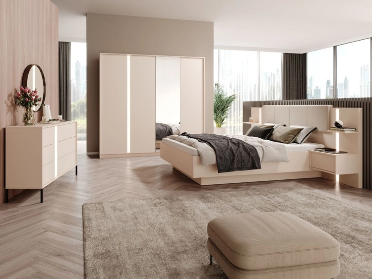 Szafa czterodrzwiowa z drzwiami uchylnymi Dego Beżowa