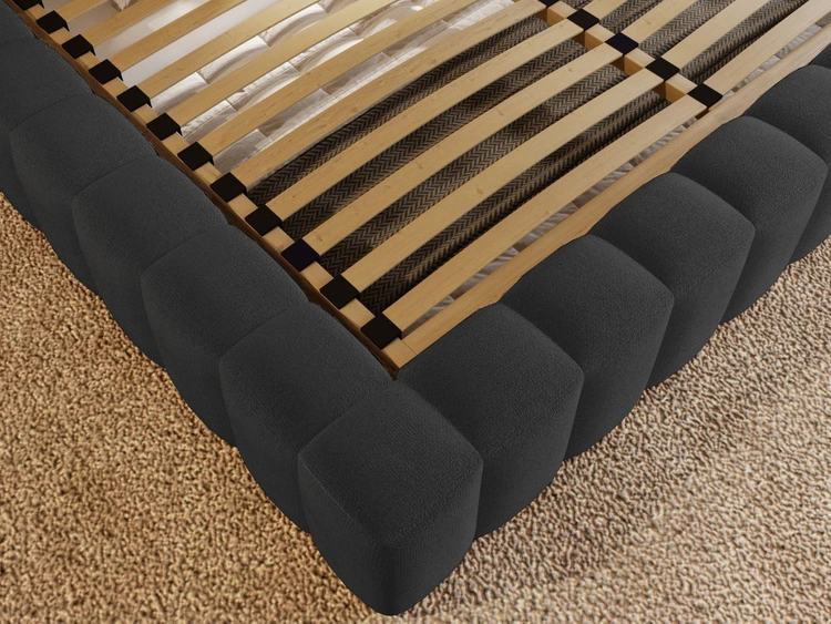 Łóżko tapicerowane z pojemnikiem i stelażem 180x200 cm Rotto Czarne