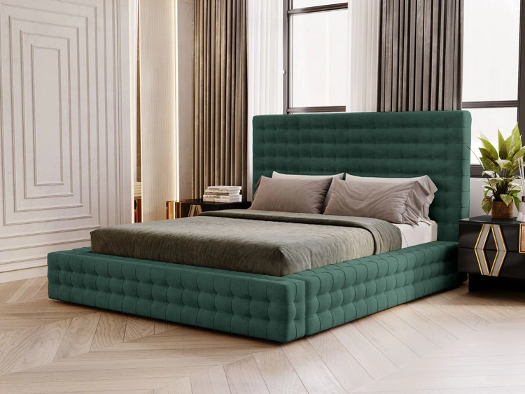 Łóżko tapicerowane z pojemnikiem i stelażem 160x200 Barbados Zielone