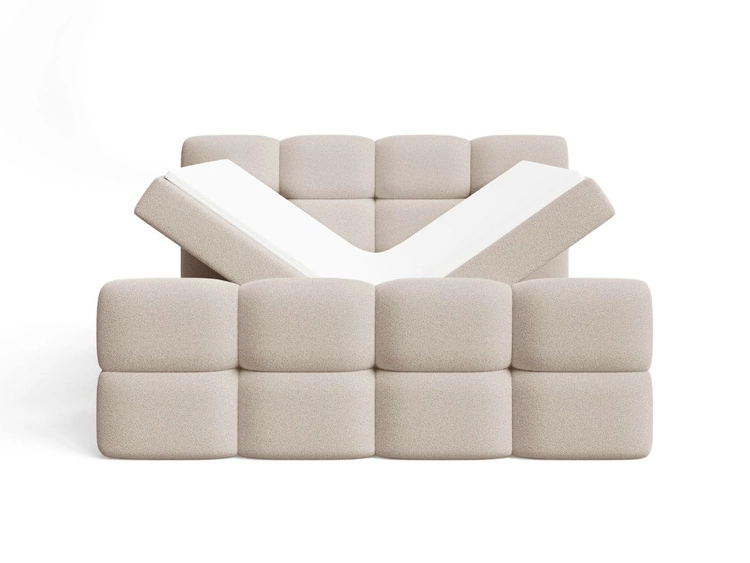 Łóżko kontynentalne z pojemnikiem na pościel 160x200 Rivon Beżowe