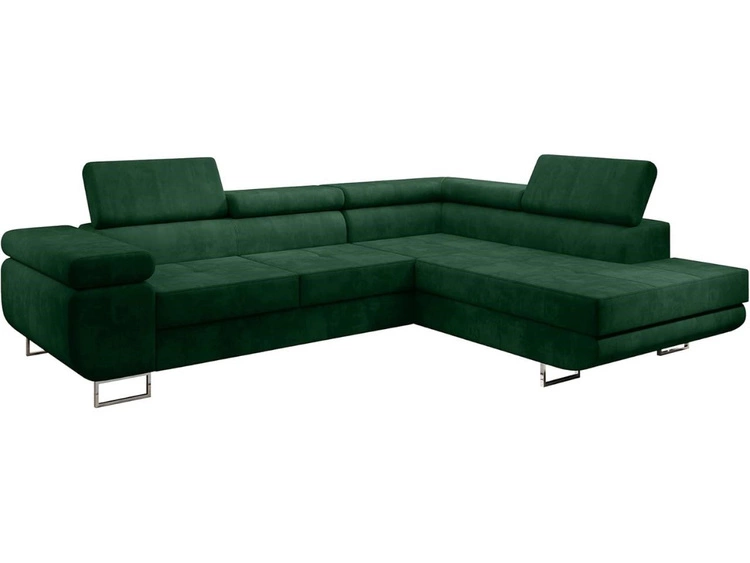 Narożnik prawy z funkcją spania i pojemnikiem Solam L Ciemny zielony