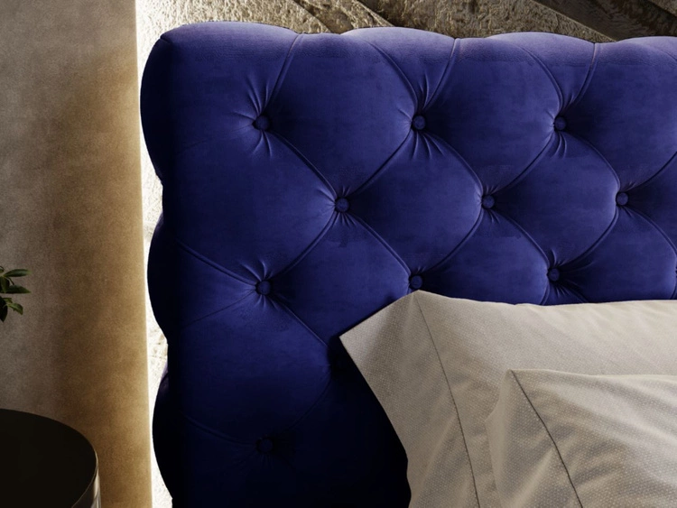 Łóżko tapicerowane z pojemnikiem i stelażem 180x200 Apollo Niebieskie