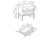 Stolik nocny z szufladą Amber biały na czarnych nogach