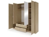 Szafa z drzwiami uchylnymi, szufladami oraz lustrem Bilancio Dąb Barista