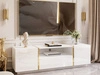 Szafka RTV w stylu glamour dwudrzwiowa z szufladą Lunelie biały połysk