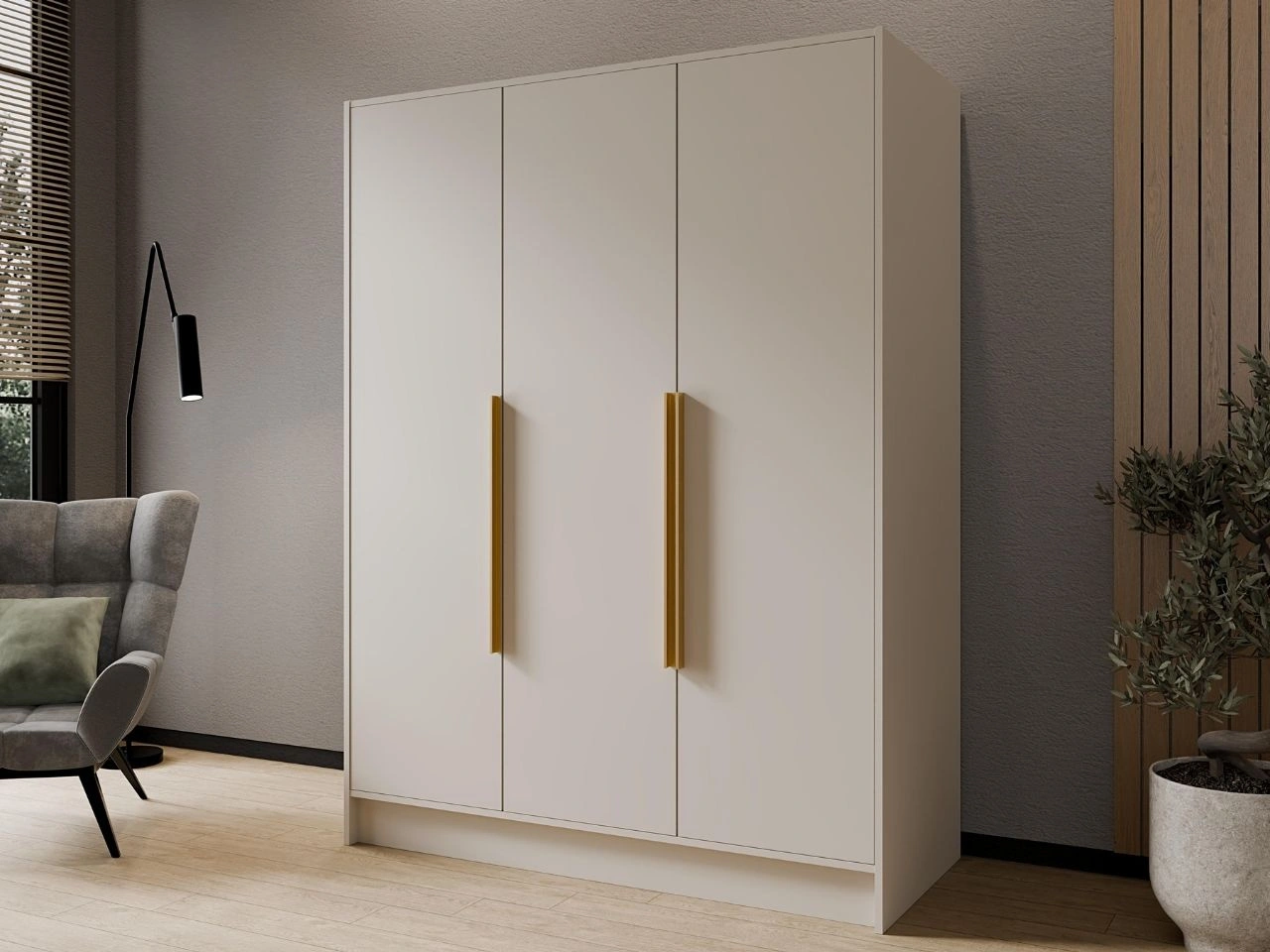 Szafa otwierana 150 cm Perugia Kaszmir z złotymi uchwytami