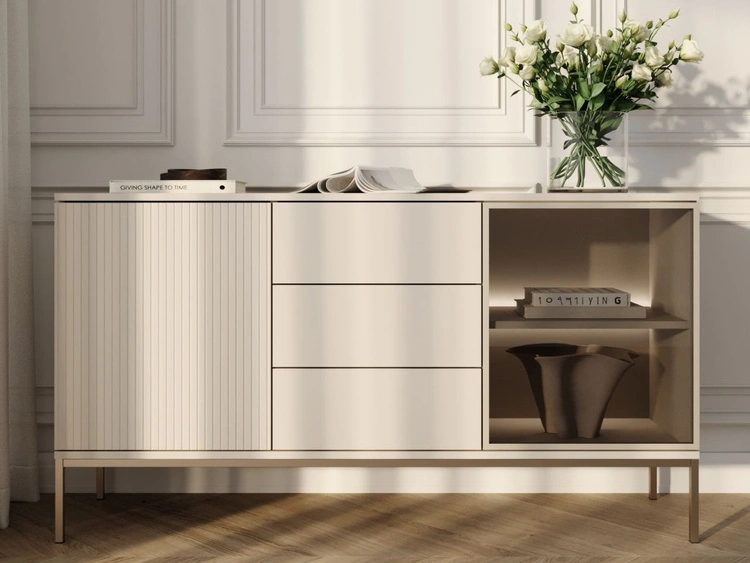 Komoda z drzwiami i szufladami i oświetleniem LED Deo Kaszmirowa