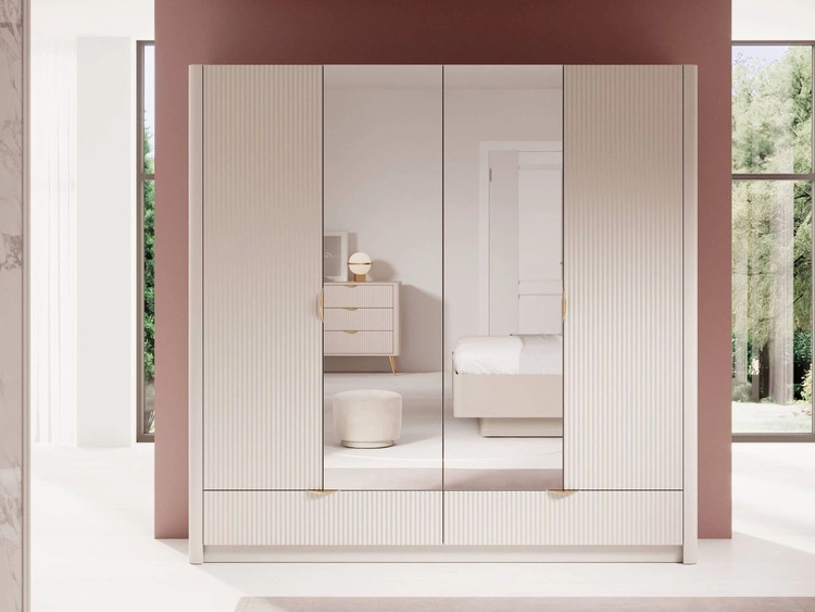 Szafa czterodrzwiowa z drzwiami uchylnymi Latina Beżowa