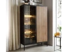 Witryna stojąca do salonu z oświetleniem LED wysoka Deo Dąb Wotan