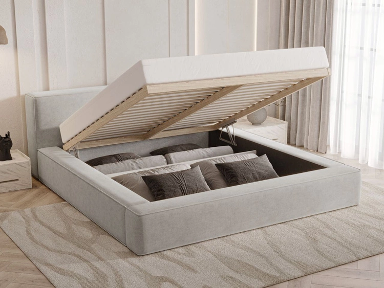 Łóżko tapicerowane z pojemnikiem i stelażem 120x200 Mali Szare