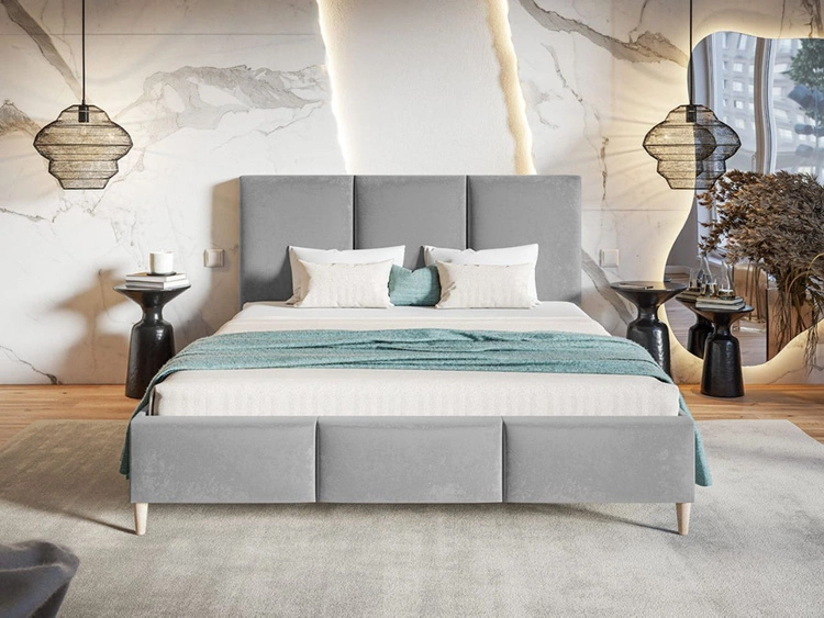 Łóżko tapicerowane ze stelażem 180x200 Trio Szary