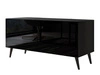 Szafka RTV pod telewizor z drzwiczkam i oświetleniem LED na czarnych nóżkach 100 cm Noaé Czarny połysk
