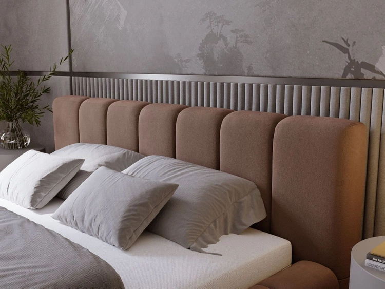 Łóżko tapicerowane z pojemnikiem i stelażem 180x200 Orio Brązowy