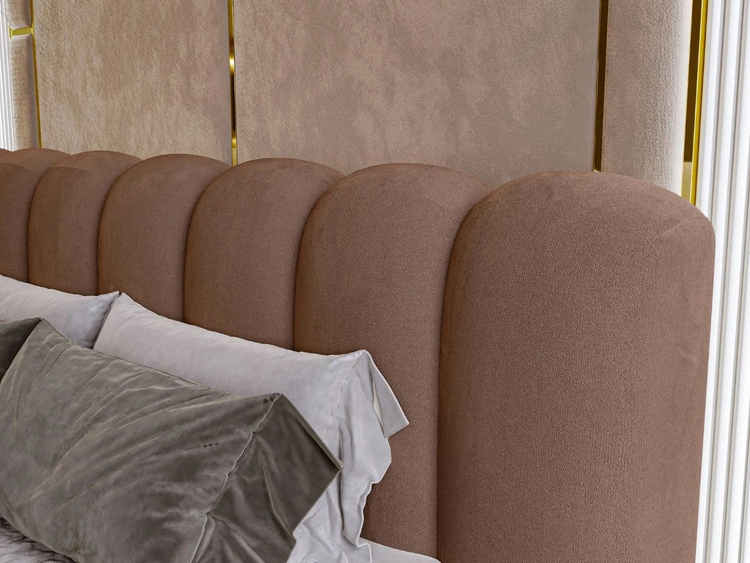 Łóżko tapicerowane z pojemnikiem i stelażem 160x200 Averia Brązowy